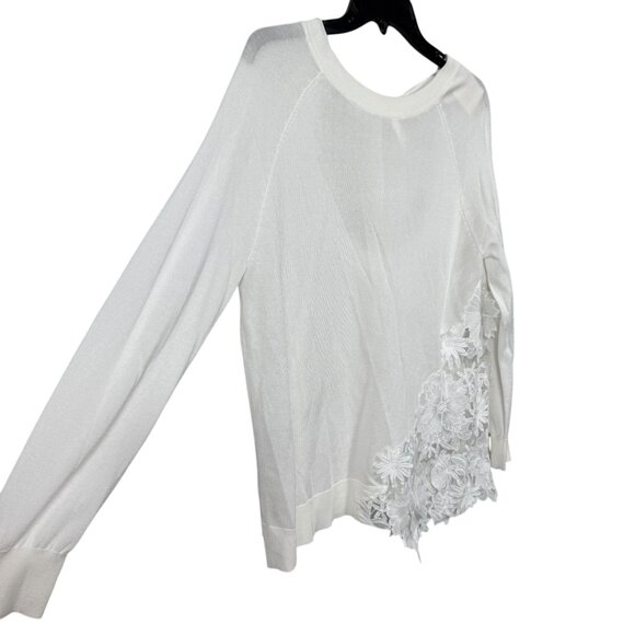 Semicouture Sweater Womens Medium White Embroidered Floral Mesh Lightweight - Picture 6 of 11